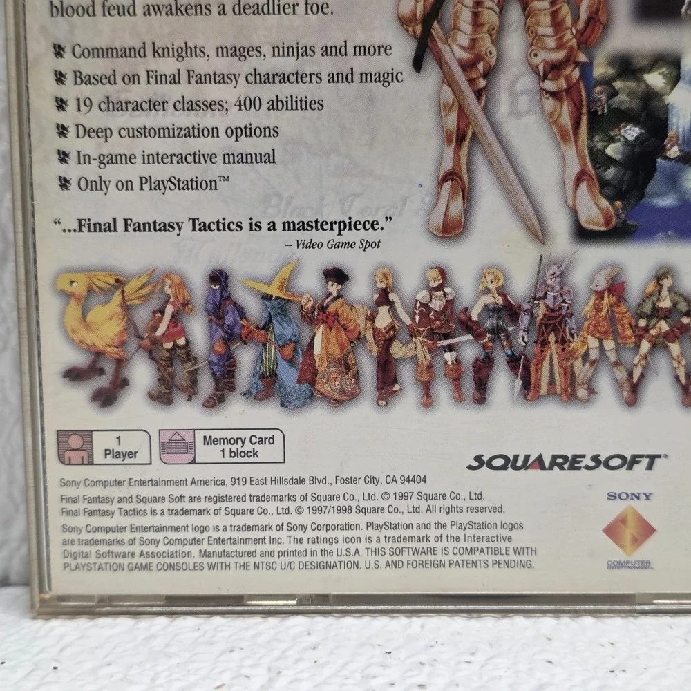 Final Fantasy Tactics PlayStation 1 PS1 Black Label (Playstation, 1998) Complete